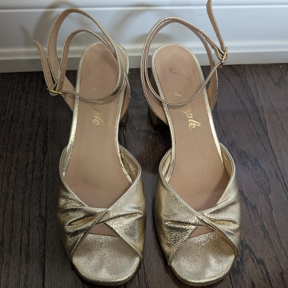 Free People Gold Block Heels